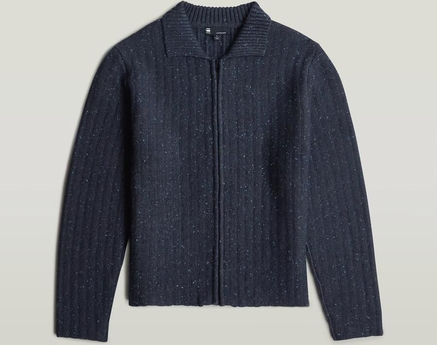 G-Star RAW Polo Collar Full Zip Gebreide Trui Donkerblauw Heren - Foto 4