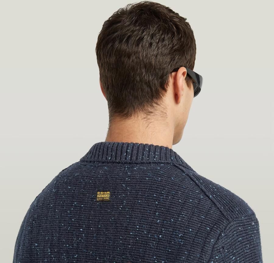 G-Star RAW Polo Collar Full Zip Gebreide Trui Donkerblauw Heren - Foto 3
