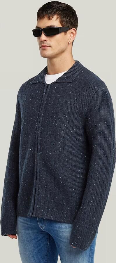 G-Star RAW Polo Collar Full Zip Gebreide Trui Donkerblauw Heren - Foto 6