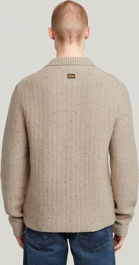 G-Star RAW Polo Collar Half Zip Gebreide Trui Beige Heren - Foto 5