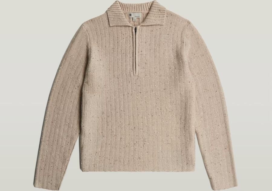 G-Star RAW Polo Collar Half Zip Gebreide Trui Beige Heren - Foto 4