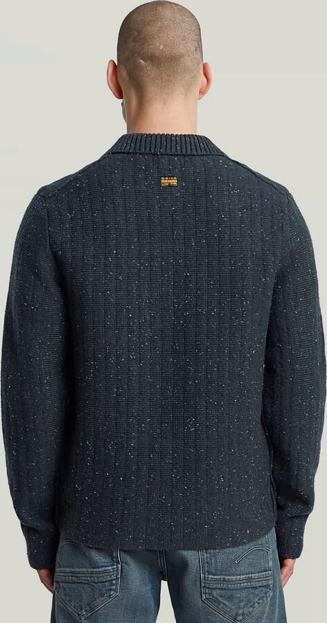 G-Star RAW Polo Collar Half Zip Gebreide Trui Donkerblauw Heren
