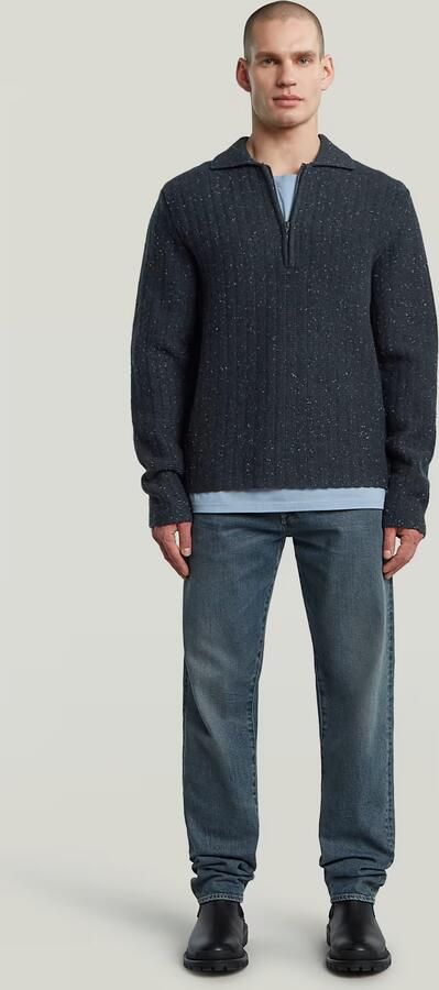 G-Star RAW Polo Collar Half Zip Gebreide Trui Donkerblauw Heren - Foto 6