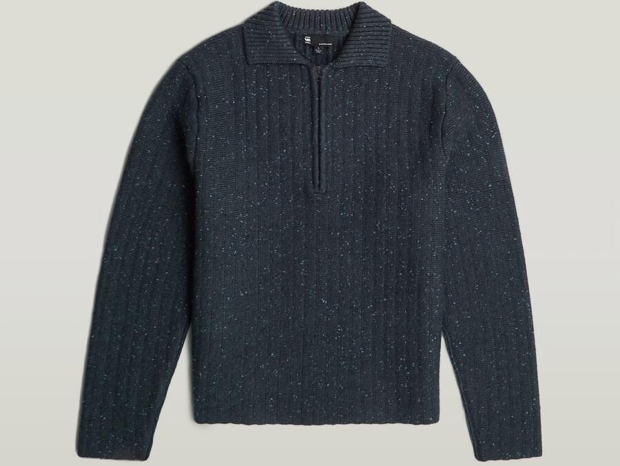 G-Star RAW Polo Collar Half Zip Gebreide Trui Donkerblauw Heren - Foto 4