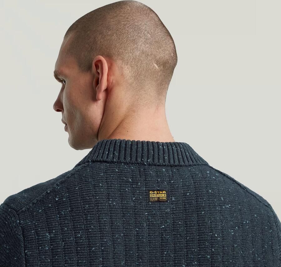 G-Star RAW Polo Collar Half Zip Gebreide Trui Donkerblauw Heren - Foto 3