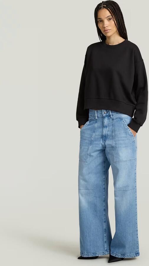G-Star RAW Premium Core Cropped Loose Sweater Zwart Dames - Foto 5