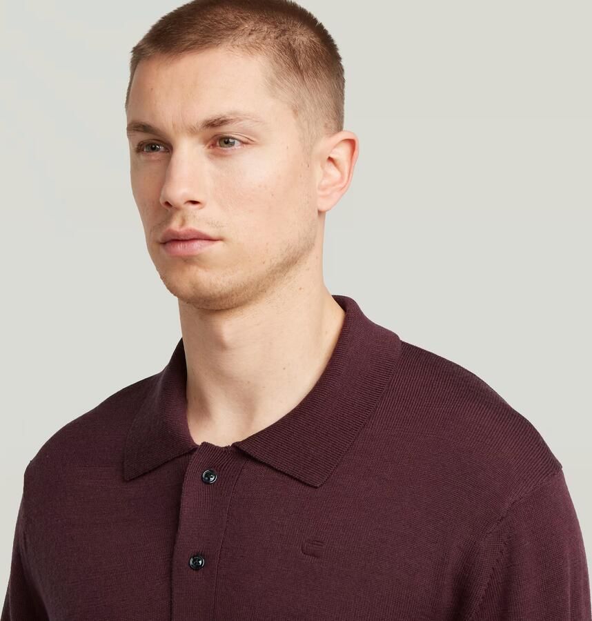 G-Star RAW Premium Core Dunda Gebreide Polo Rood Heren - Foto 3
