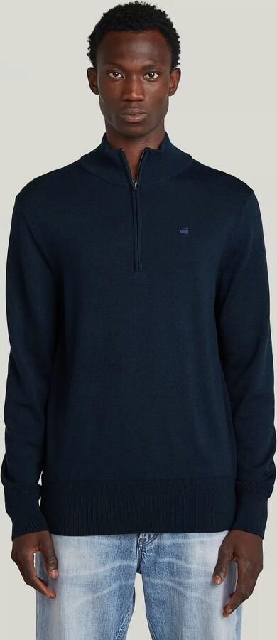 G-Star RAW Premium Core Half Zip Gebreide Trui Donkerblauw Heren