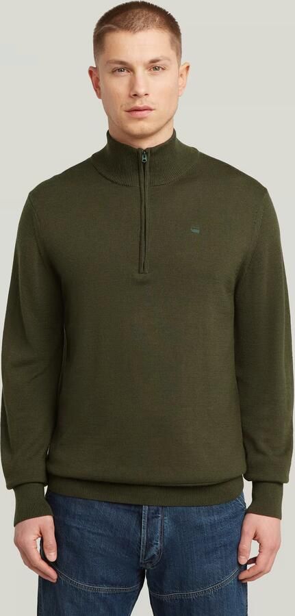 G-Star RAW Premium Core Half Zip Gebreide Trui Grijs Heren