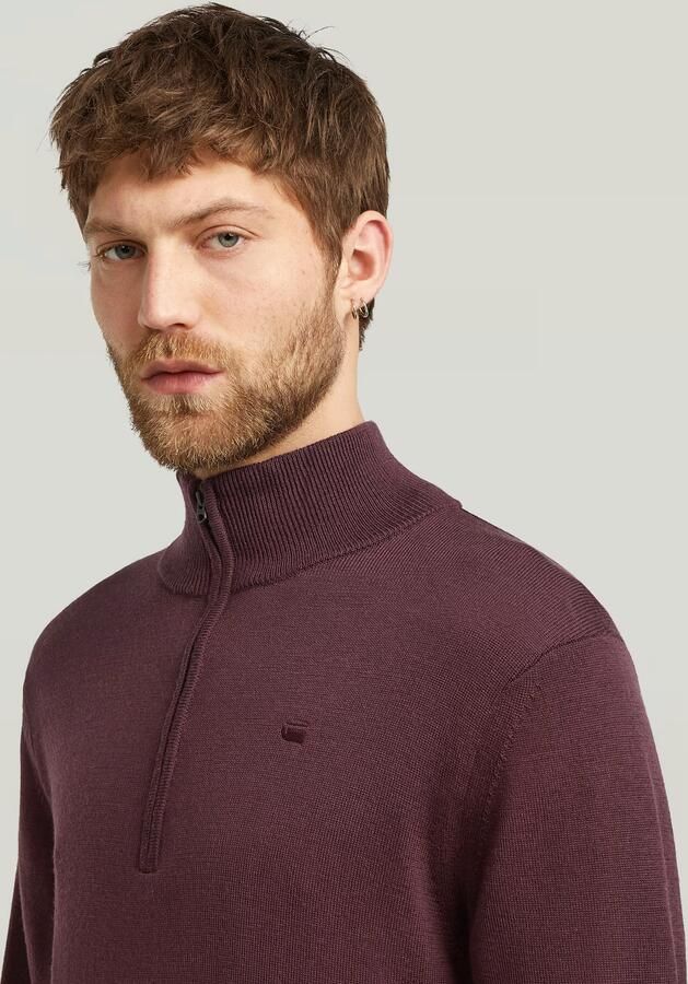 G-Star RAW Premium Core Half Zip Gebreide Trui Rood Heren - Foto 4