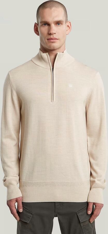 G-Star RAW Premium Core Half Zip Gebreide Trui Wit Heren