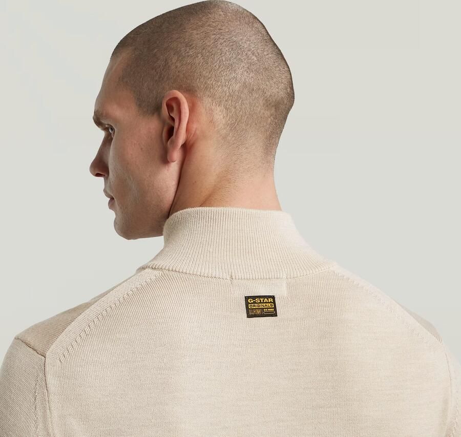 G-Star RAW Premium Core Half Zip Gebreide Trui Wit Heren - Foto 3