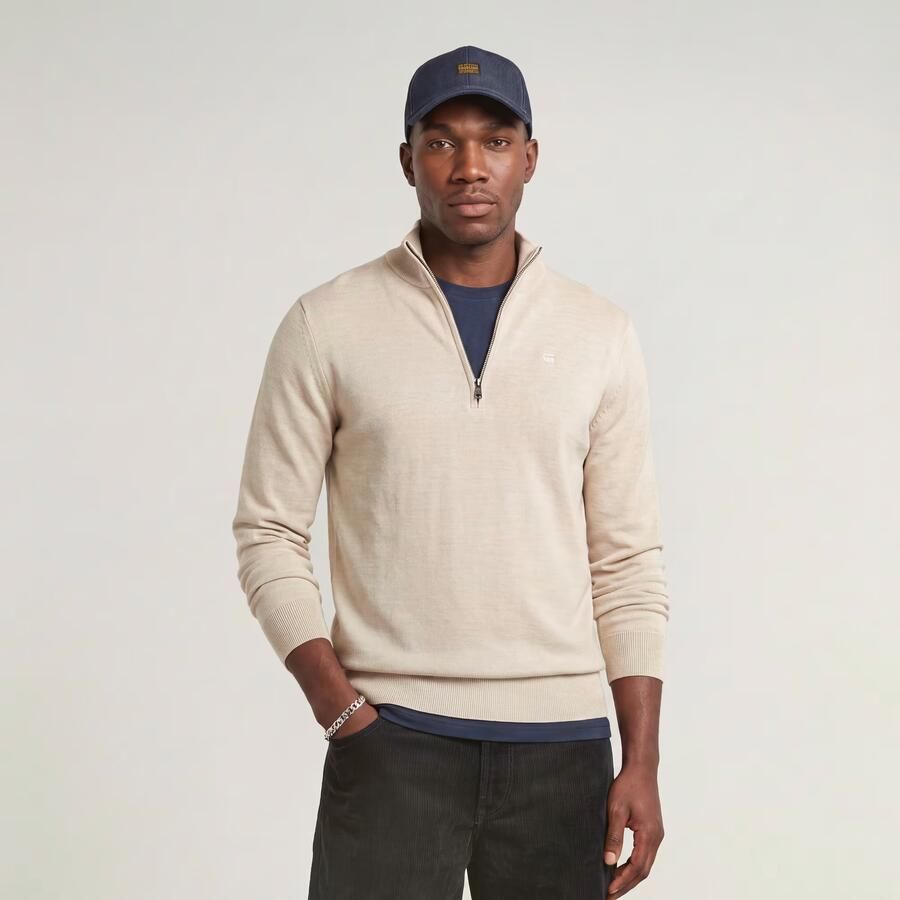 G-Star RAW Premium Core Half Zip Gebreide Trui Wit Heren - Foto 3