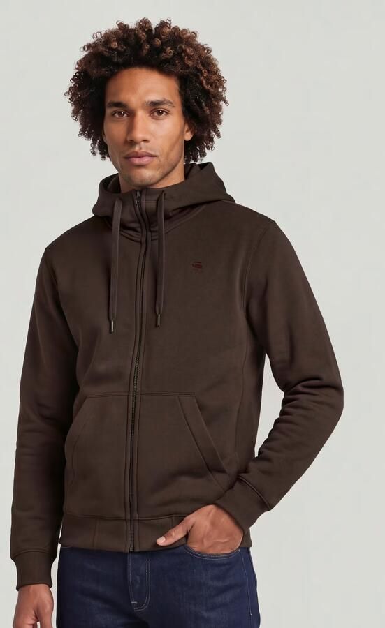 G-Star RAW Premium Core Hooded Zip Sweater Bruin Heren