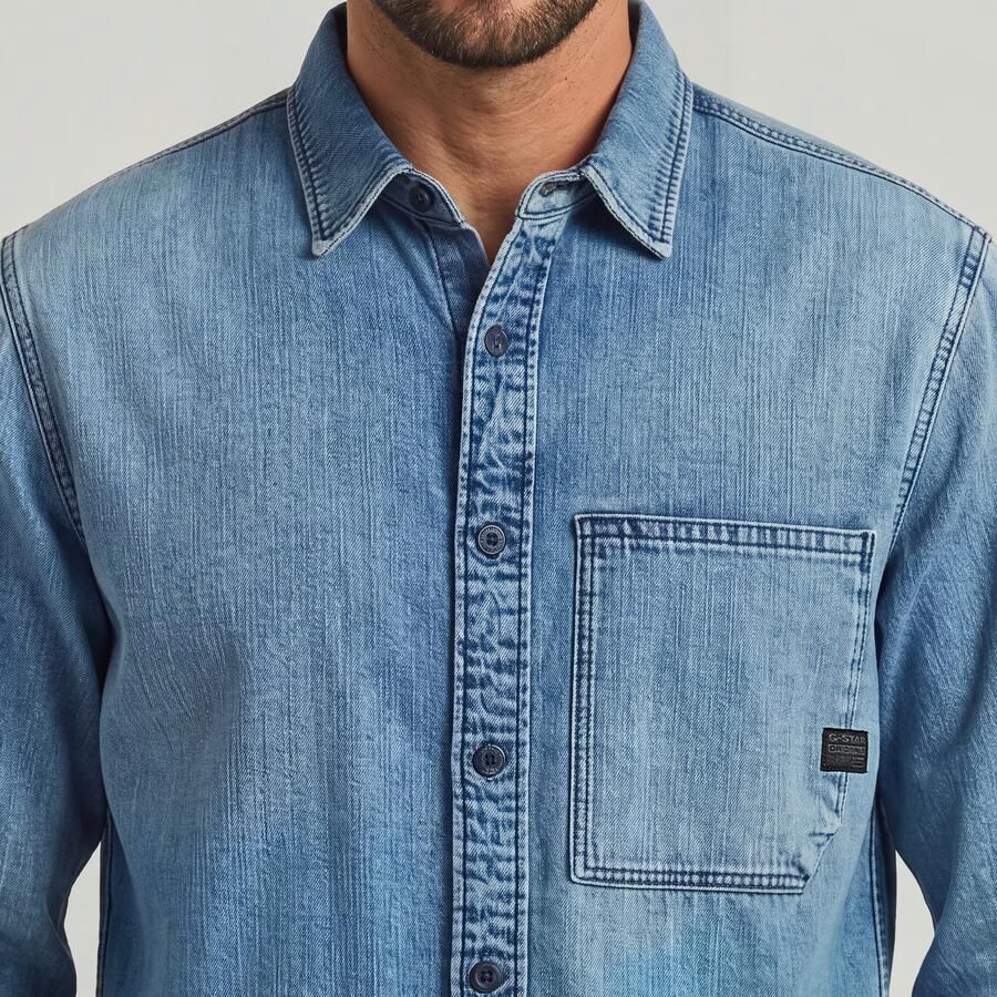 G-Star Raw Overhemd Lange Mouw D27083-D252 REGULAR 1-PKT SHIRT LS-H941 ANTIQUE BLUE KYANITE - Foto 2