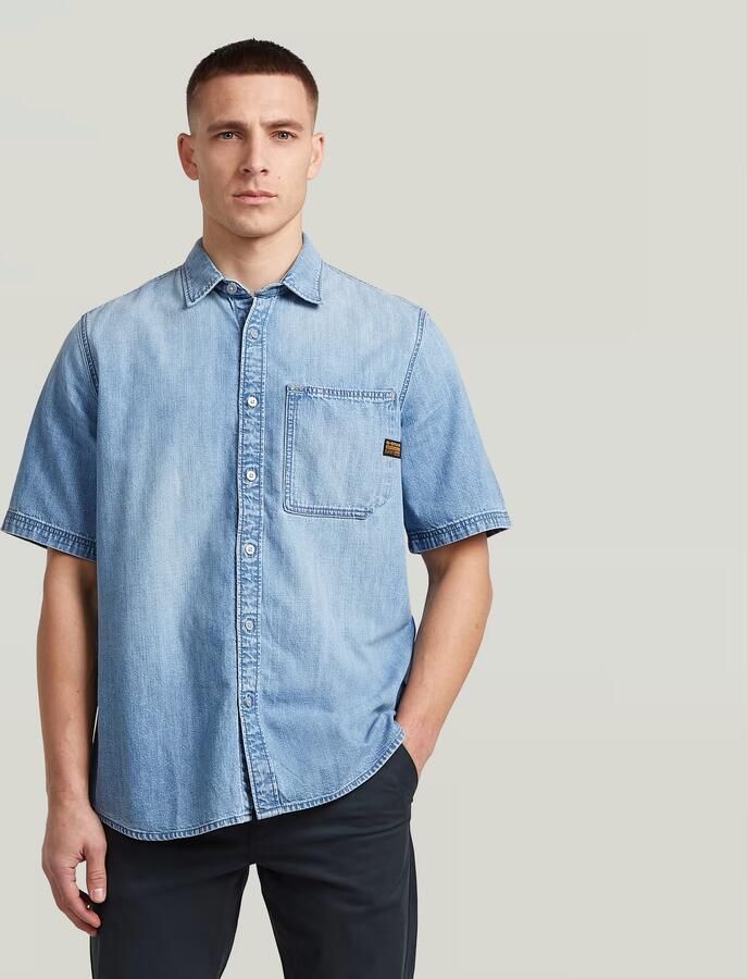 G-Star RAW Regular 1-Pocket Overhemd Midden blauw Heren