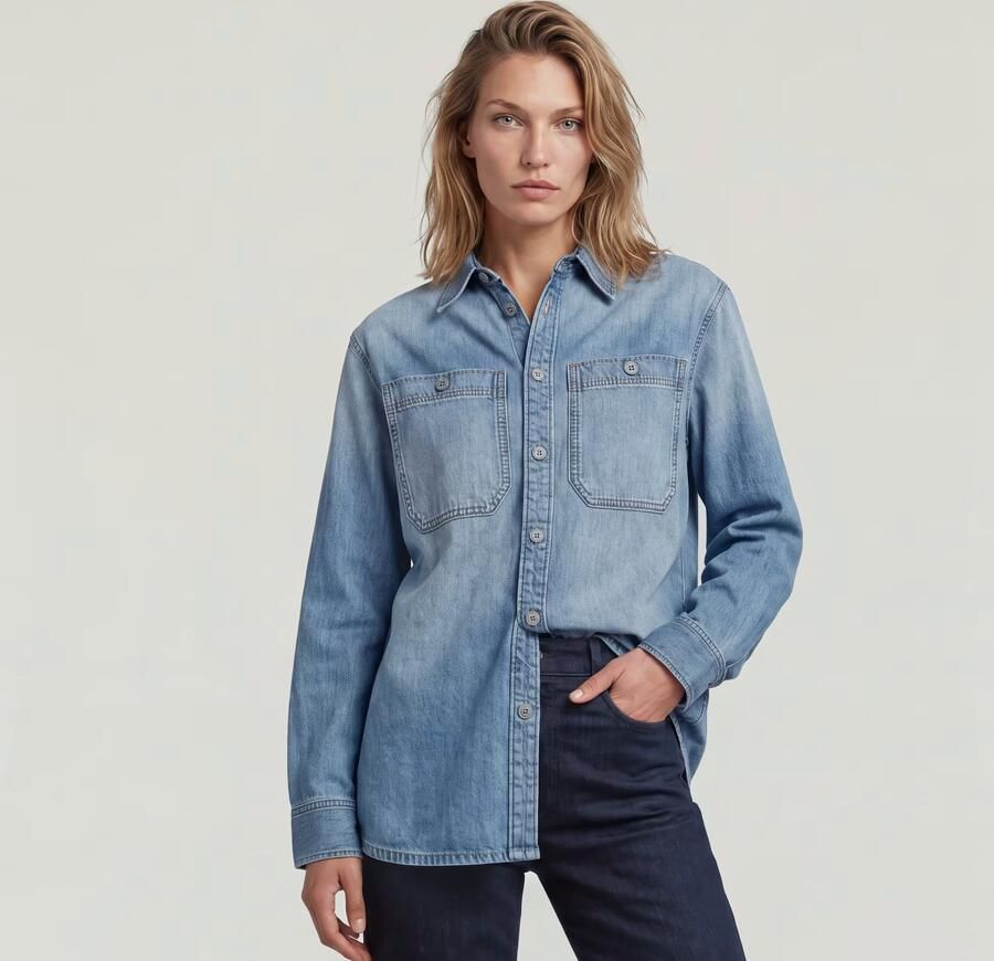 G-Star RAW Regular 2-Pocket Overhemd Lichtblauw Dames - Foto 4