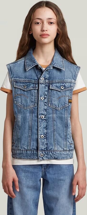 G-Star RAW Relaxed Denim Vest Meisjes Midden blauw meisjes - Foto 6