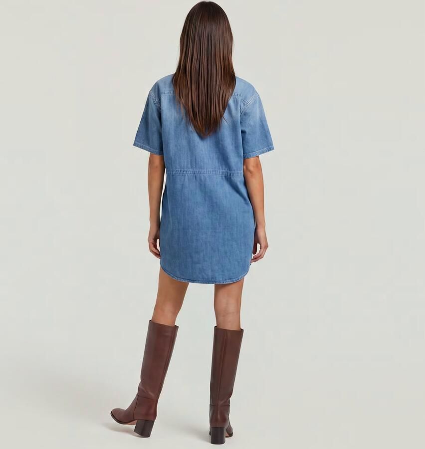 G-Star RAW Relaxed Drawcord Jurk Midden blauw Dames - Foto 5