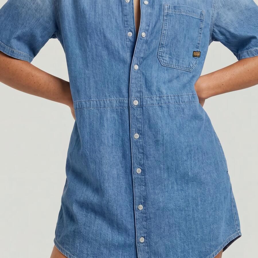 G-Star RAW Relaxed Drawcord Jurk Midden blauw Dames - Foto 3