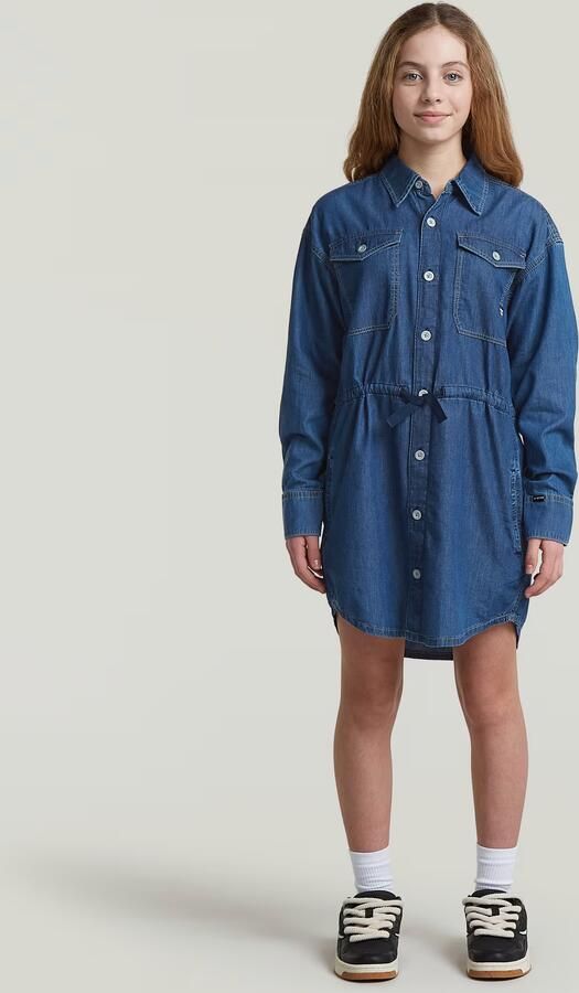 G-Star RAW Relaxed Drawcord Jurk voor meisjes Midden blauw meisjes - Foto 4