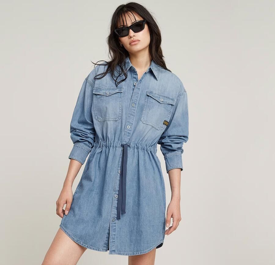 G-Star RAW Relaxed Drawcord Spijkerjurk Lichtblauw Dames - Foto 5