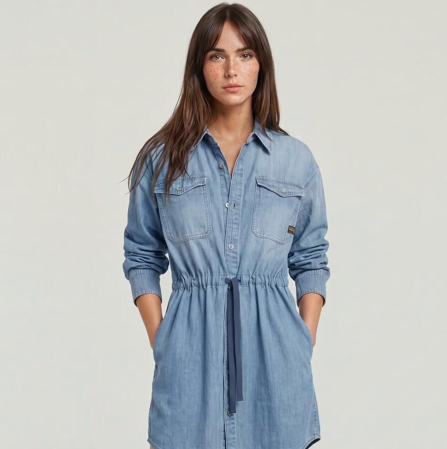 G-Star RAW Relaxed Drawcord Spijkerjurk Lichtblauw Dames - Foto 7