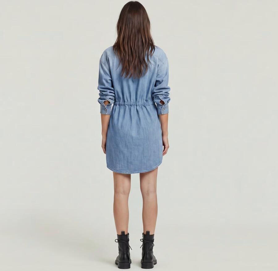 G-Star RAW Relaxed Drawcord Spijkerjurk Lichtblauw Dames - Foto 8