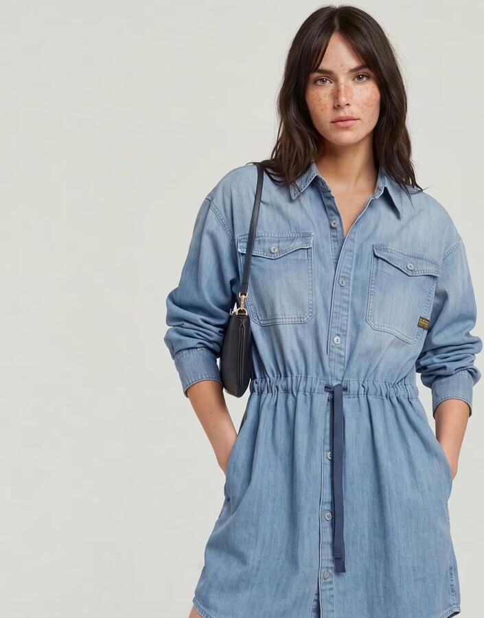 G-Star RAW Relaxed Drawcord Spijkerjurk Lichtblauw Dames - Foto 5
