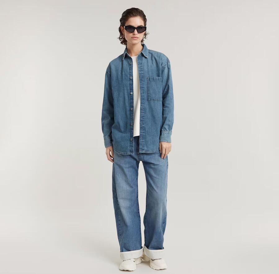 G-Star RAW Relaxed Overshirt Midden blauw Dames - Foto 6