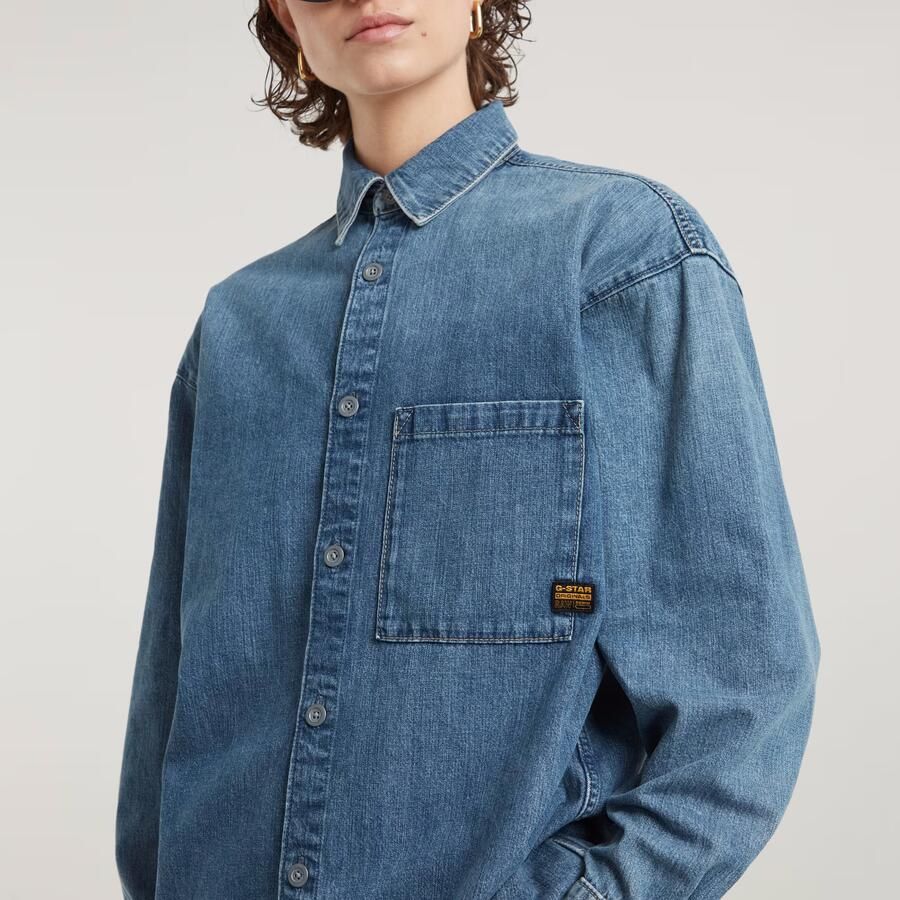 G-Star RAW Relaxed Overshirt Midden blauw Dames - Foto 3