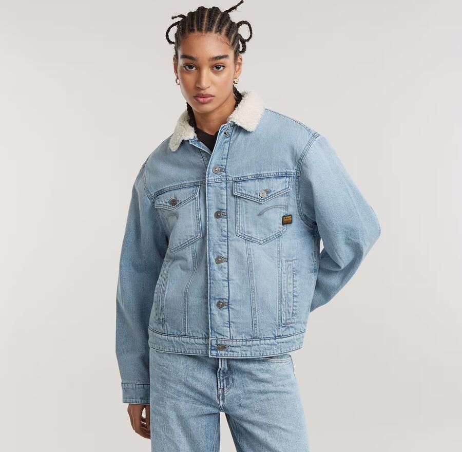 G-Star Raw Jeansjack met voering van imitatiebont