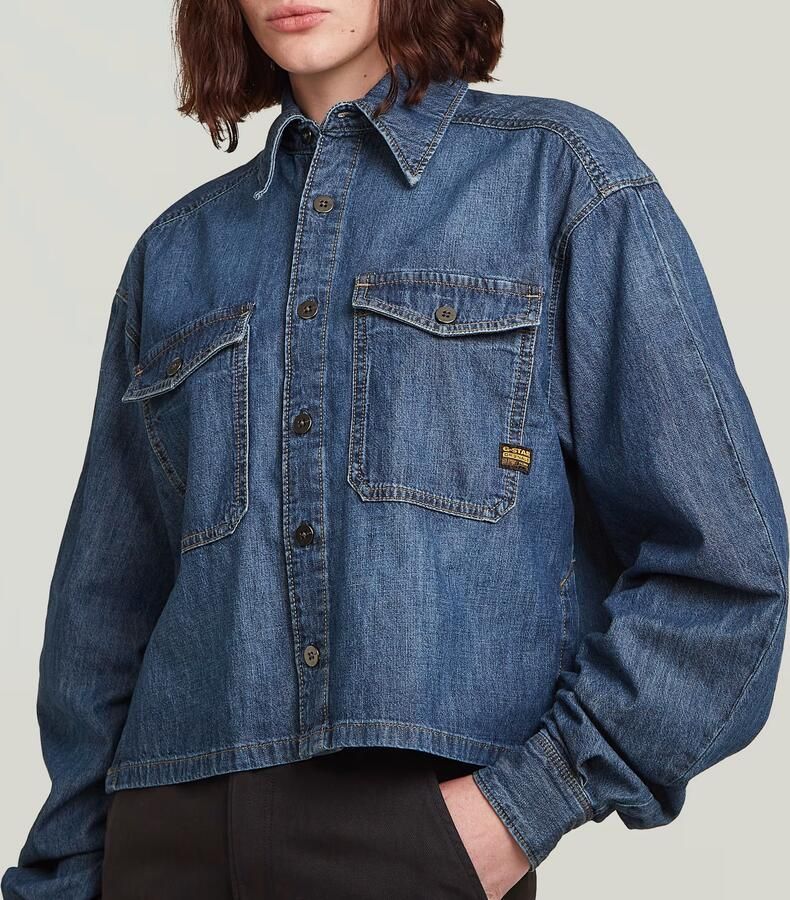 G-Star RAW Relaxed Staq Blouse Midden blauw Dames - Foto 3