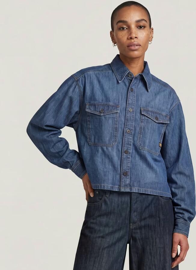G-Star RAW Relaxed Staq Blouse Midden blauw Dames - Foto 4