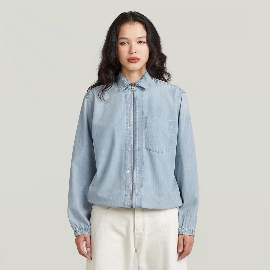 G-Star RAW Relaxed Zip Overhemd Lichtblauw Dames
