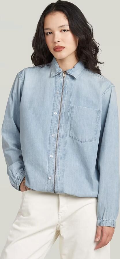 G-Star RAW Relaxed Zip Overhemd Lichtblauw Dames - Foto 7