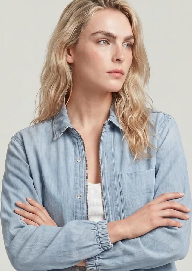 G-Star RAW Relaxed Zip Overhemd Lichtblauw Dames - Foto 4