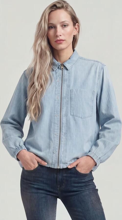 G-Star RAW Relaxed Zip Overhemd Lichtblauw Dames - Foto 6