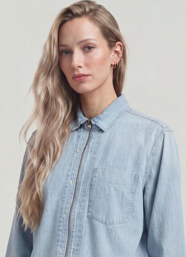 G-Star RAW Relaxed Zip Overhemd Lichtblauw Dames - Foto 5