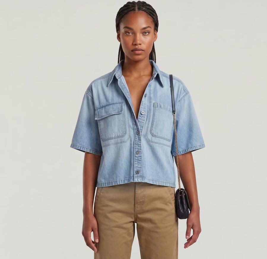 G-Star RAW Remix Side Slits Overhemd Lichtblauw Dames - Foto 3