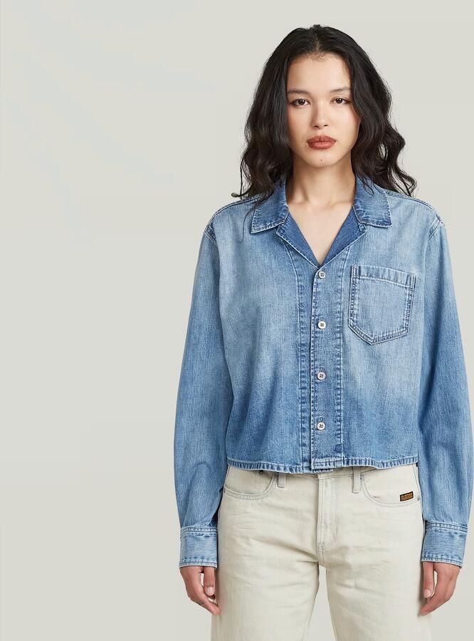 G-Star RAW Resort Boxy Relaxed Overhemd Midden blauw Dames - Foto 3