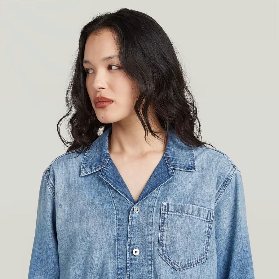 G-Star RAW Resort Boxy Relaxed Overhemd Midden blauw Dames - Foto 4