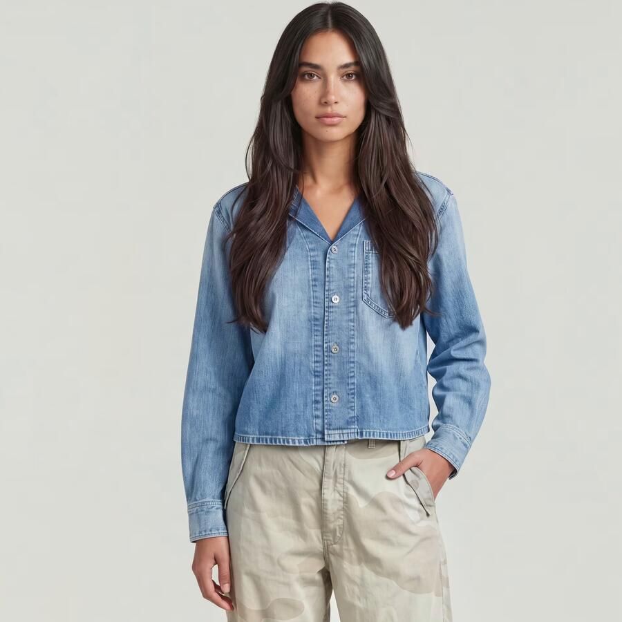 G-Star RAW Resort Boxy Relaxed Overhemd Midden blauw Dames - Foto 5