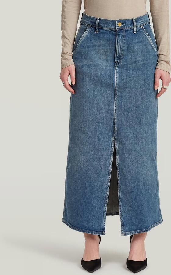 G-Star RAW Revynn Long Rok Midden blauw Dames - Foto 7