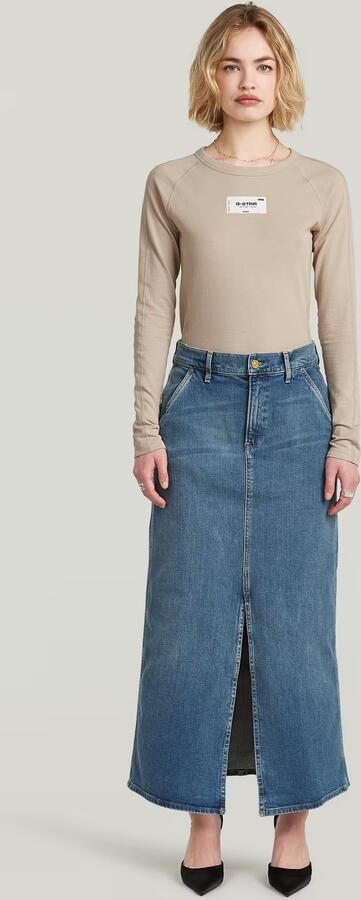 G-Star RAW Revynn Long Rok Midden blauw Dames - Foto 6