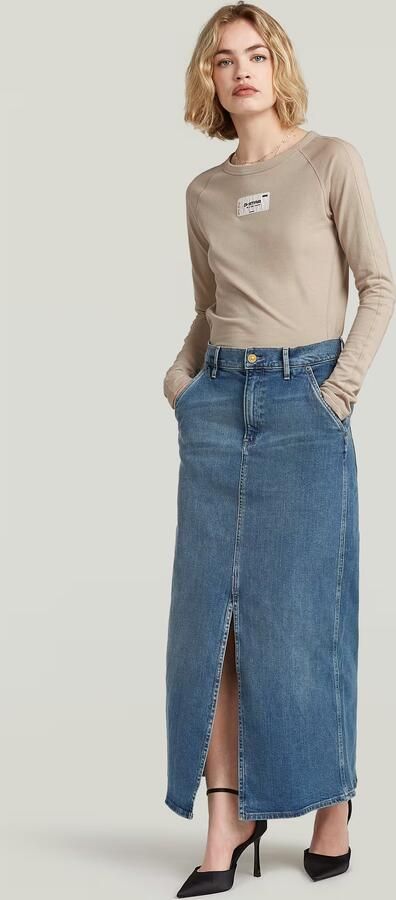 G-Star RAW Revynn Long Rok Midden blauw Dames - Foto 5