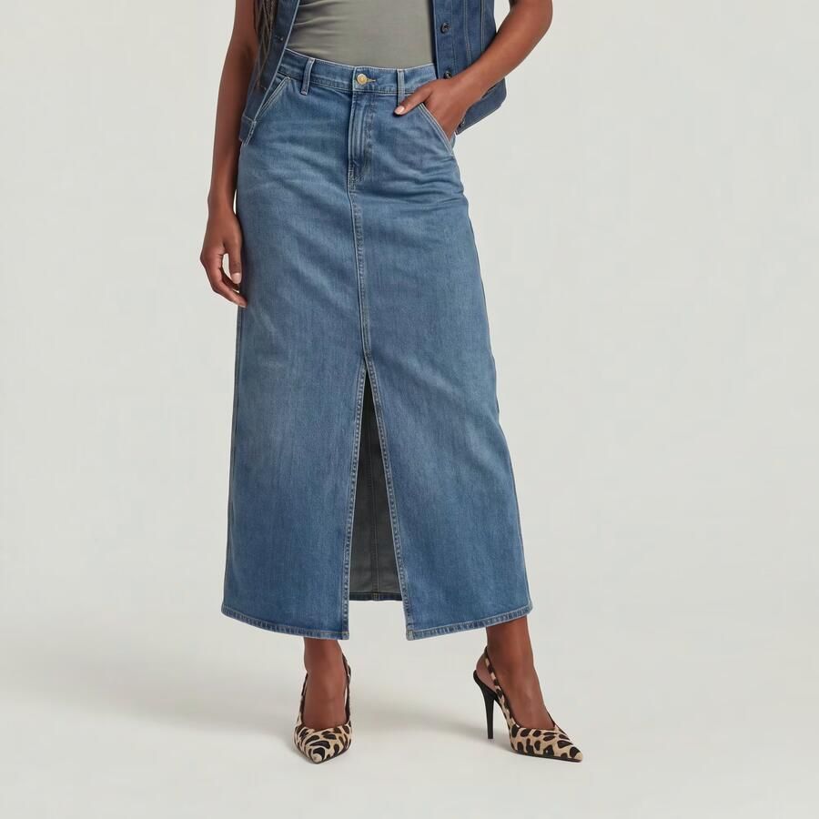 G-Star RAW Revynn Long Rok Midden blauw Dames - Foto 4