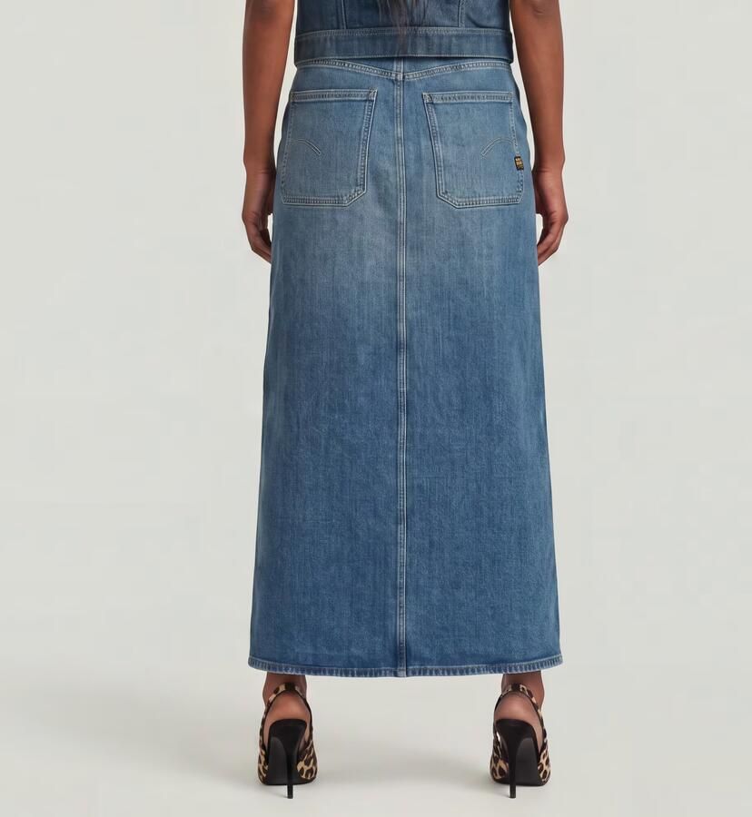 G-Star RAW Revynn Long Rok Midden blauw Dames - Foto 6