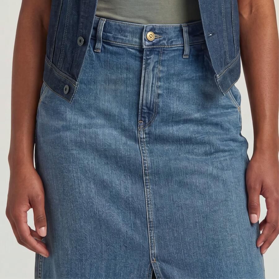 G-Star RAW Revynn Long Rok Midden blauw Dames - Foto 5