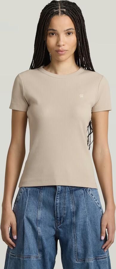 G-Star RAW T-shirt Rib Cap Sleeve van ribjersey slim fit - Foto 6